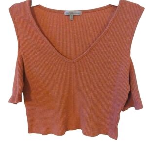 Charlotte Russe Dusty Rose/Mauve Open Shoulder Stretch Crop Top M